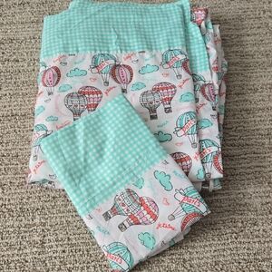 Queen Sheet & Pillow Case Set Paris Inspired Travel Merci Bonjour Hotair Balloon